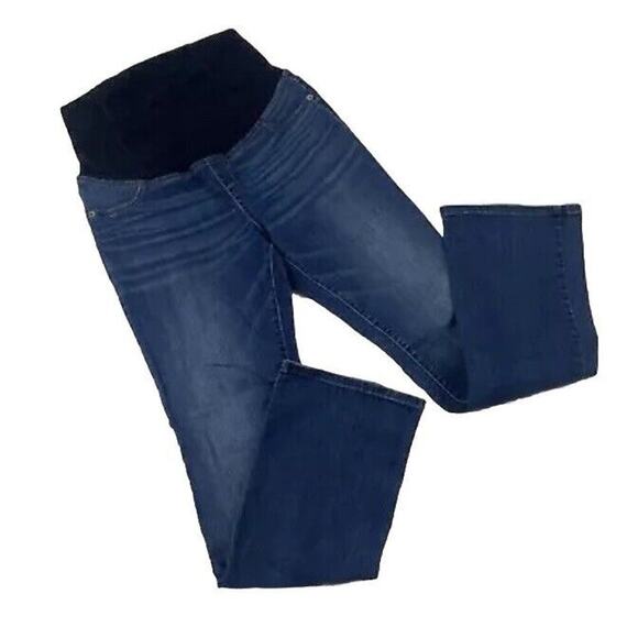 Ingrid & Isabel Maternity Skinny Bootcut Denim Blue Jeans Sz 8 Cotton Stretch - Picture 1 of 10